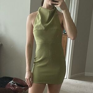 Elegant Green Halter Dress